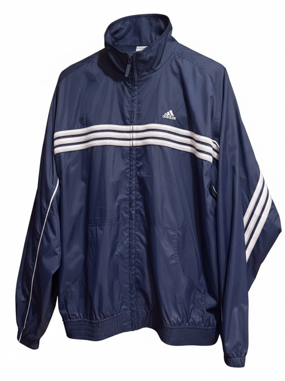 Adidas Windbreaker Jacket Mens Large NWT Blue White Full Zip Lightweight